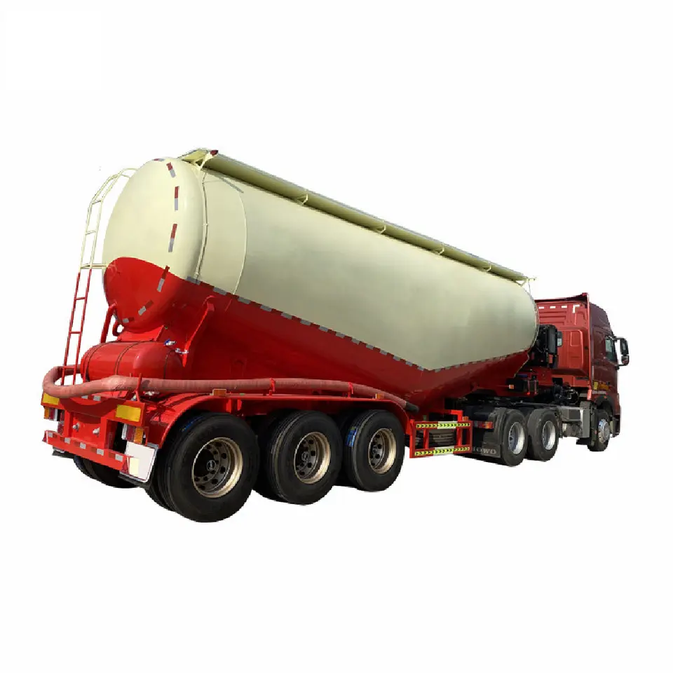 3 Axle Dry Bulk Cement Truck Powder Tank Semi Trailer with Air Compressor