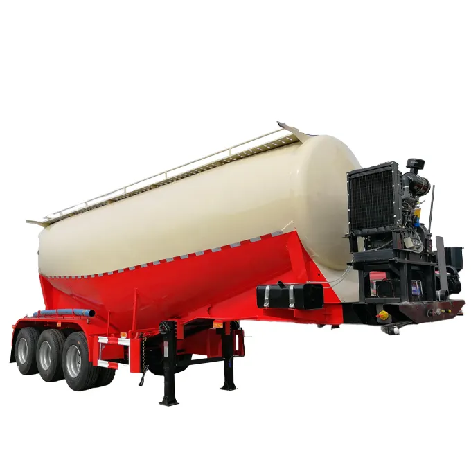 3 Axle Dry Bulk Cement Truck Powder Tank Semi Trailer with Air Compressor