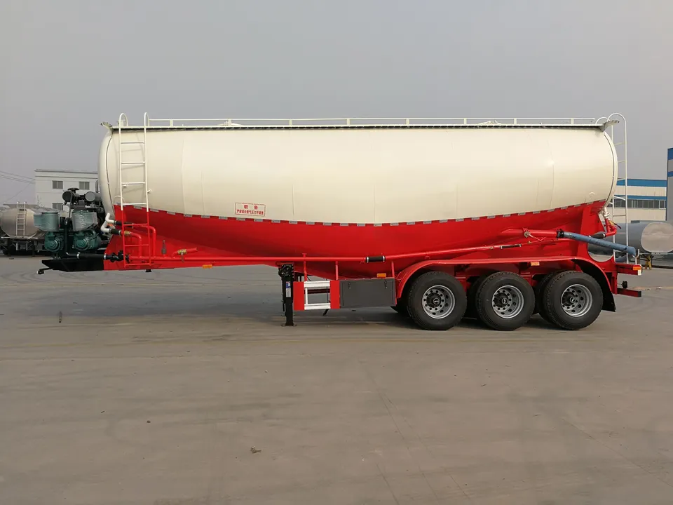3 Axle Dry Bulk Cement Truck Powder Tank Semi Trailer with Air Compressor