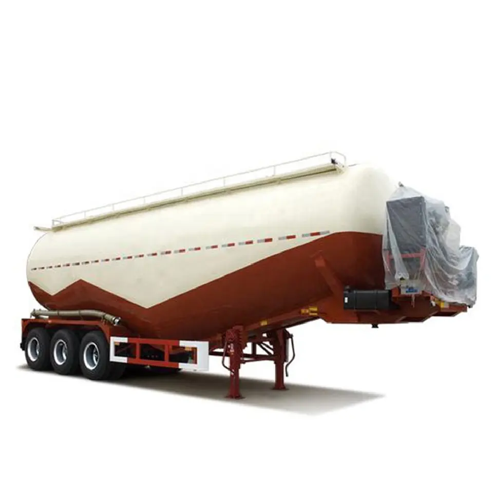3 Axle Dry Bulk Cement Truck Powder Tank Semi Trailer with Air Compressor