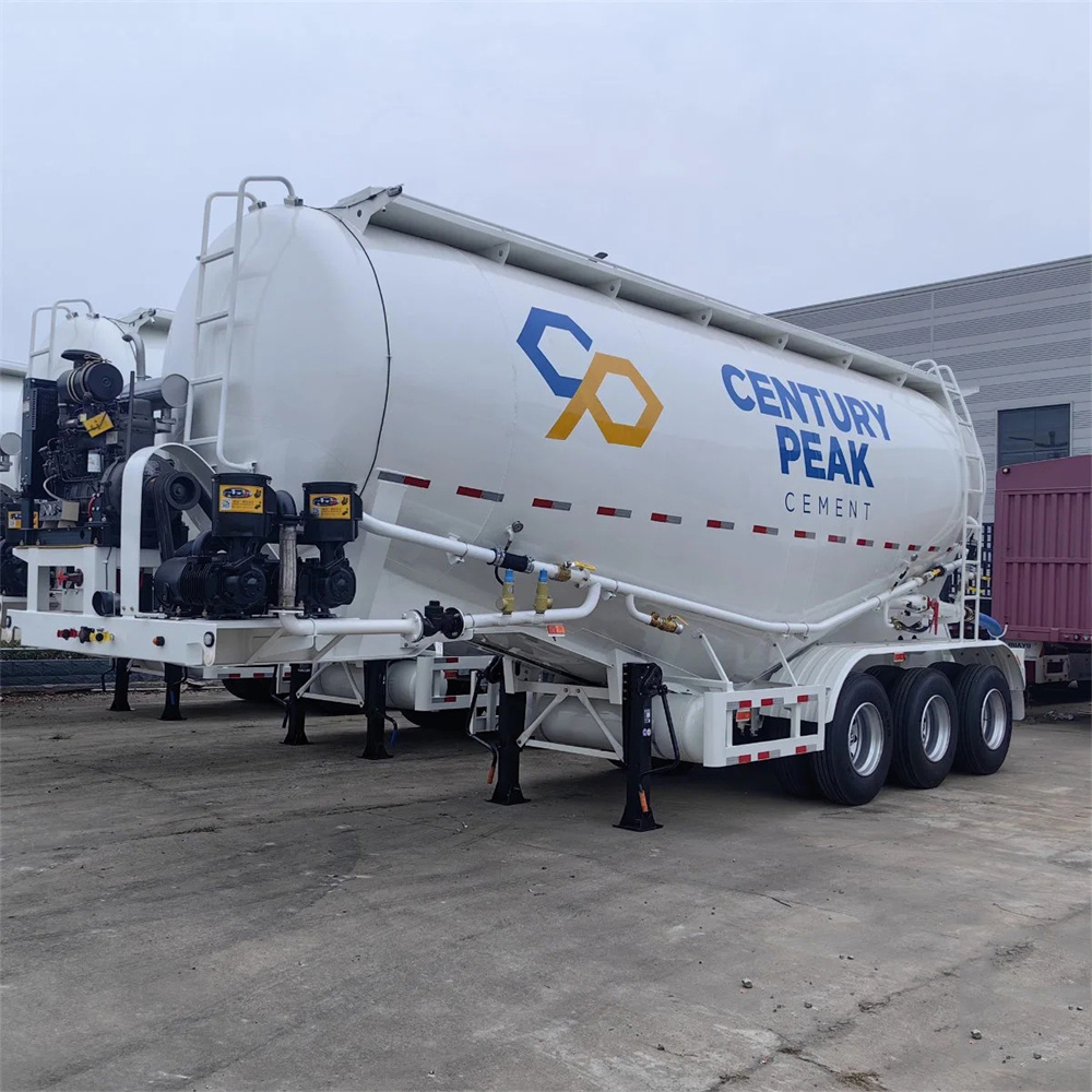 3 Axles 55cbm V Type Dry Bulk Powder Tank Semi Trailer with Air Compressor