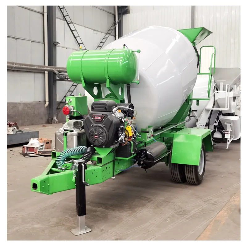 Portable 6 Cbm Concrete Mixer Semi Trailer