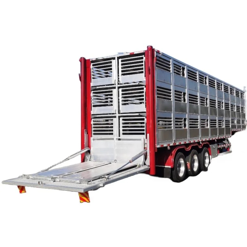3 Axles Livestock Transport Trailer for Pig Swine Goats Sheep Animal Delivery